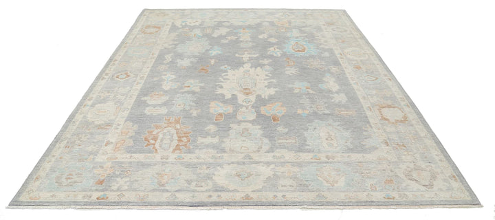 Grey Afghan Oushak Rug 8' 0" x 10' 0" Hand-Knotted | No. AT30559