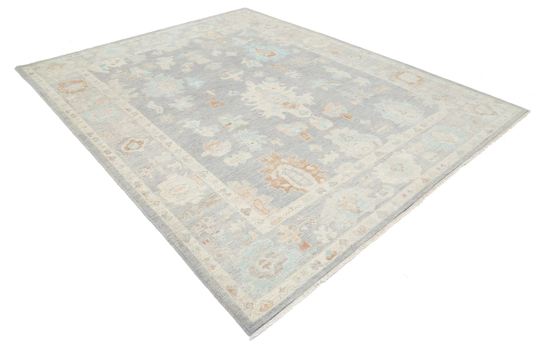 Grey Afghan Oushak Rug 8' 0" x 10' 0" Hand-Knotted | No. AT30559