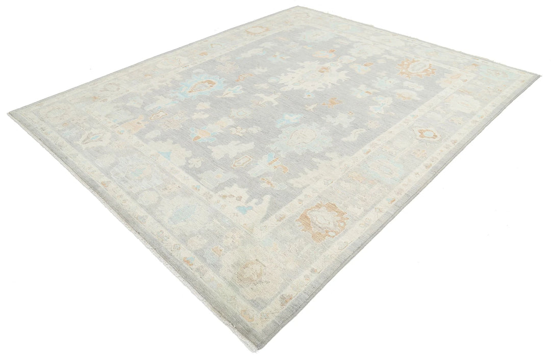 Grey Afghan Oushak Rug 8' 0" x 10' 0" Hand-Knotted | No. AT30559