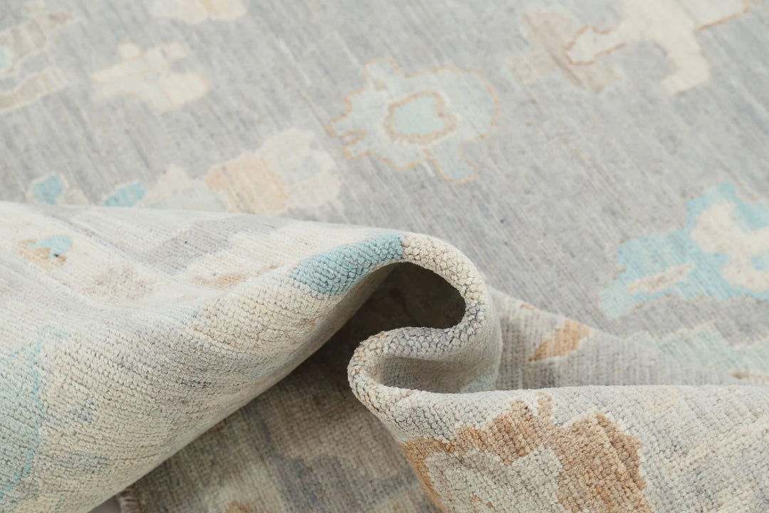 Grey Afghan Oushak Rug 8' 0" x 10' 0" Hand-Knotted | No. AT30559