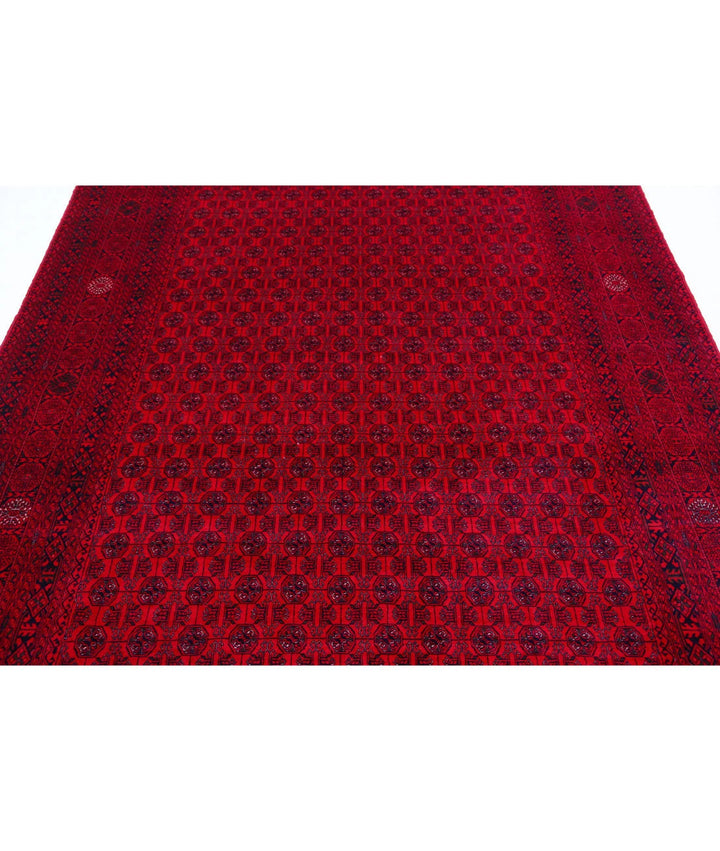 Red Afghan Beljik Rug 6' 4" x 9' 3" Hand-Knotted | No. AT30570