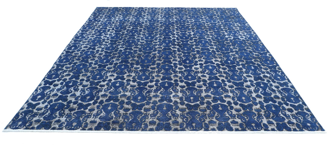 Blue Afghan Oriental Rug 8' 7" x 11' 6" Hand-Knotted | No. AT30840