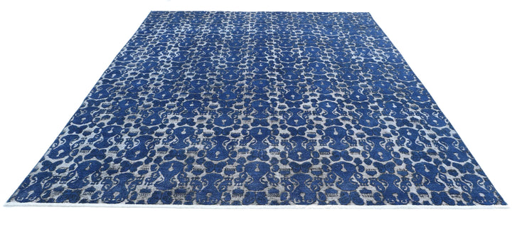 Blue Afghan Oriental Rug 8' 7" x 11' 6" Hand-Knotted | No. AT30840