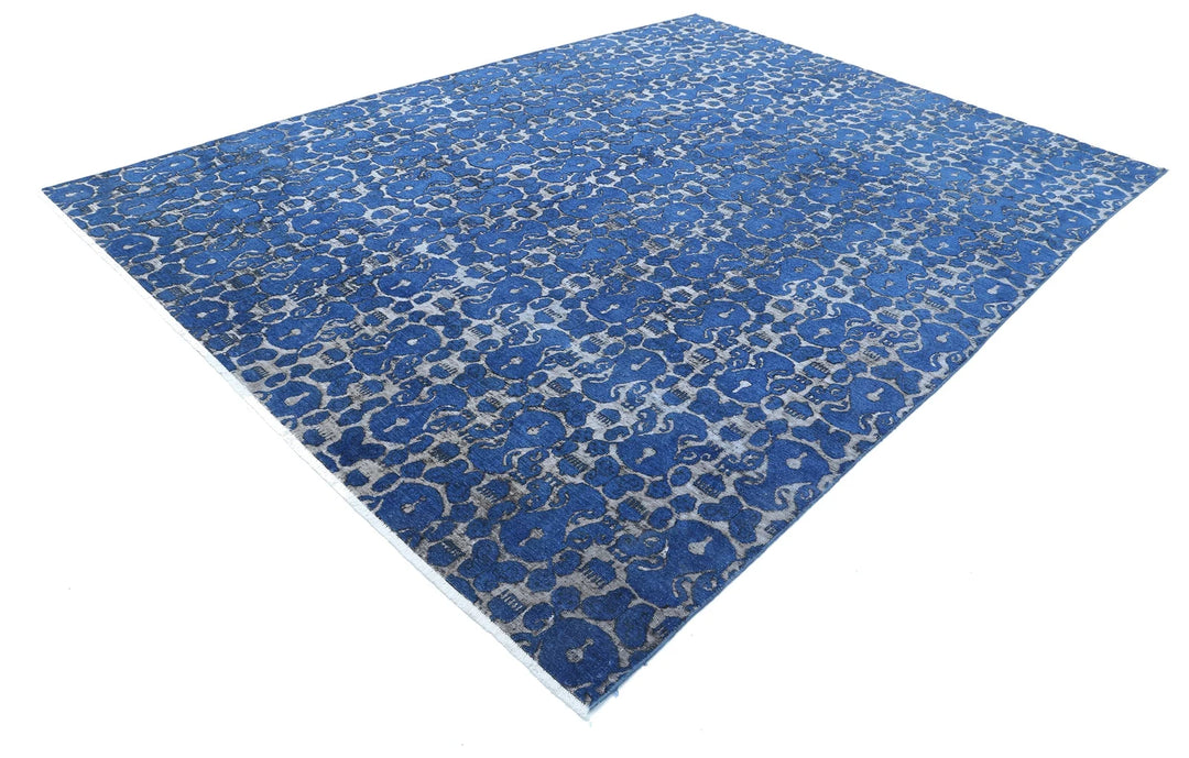 Blue Afghan Oriental Rug 8' 7" x 11' 6" Hand-Knotted | No. AT30840
