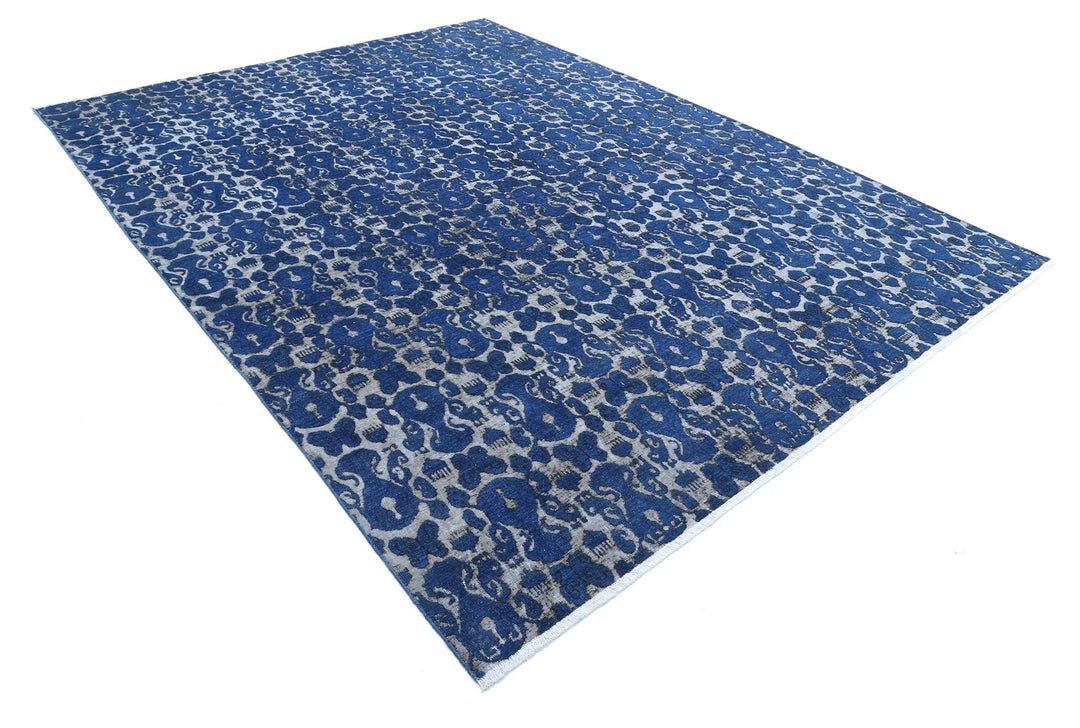Blue Afghan Oriental Rug 8' 7" x 11' 6" Hand-Knotted | No. AT30840