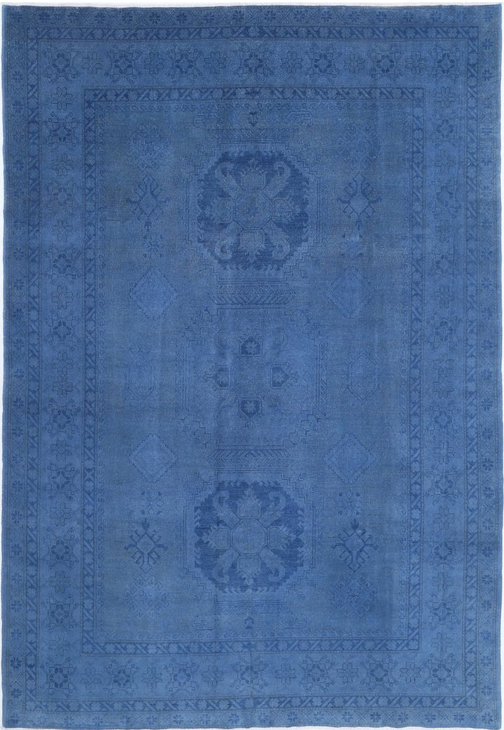 Blue Afghan Overdye Rug 7' 6" x 10' 10" Hand-Knotted | No. AT30957