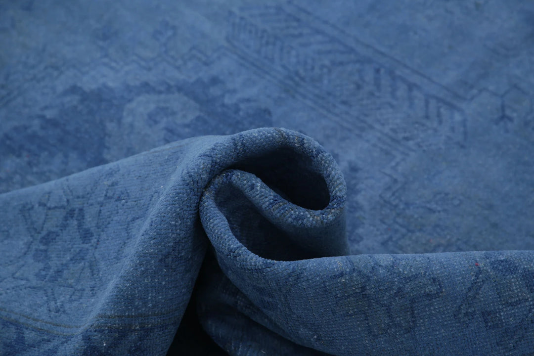 Blue Afghan Overdye Rug 7' 6" x 10' 10" Hand-Knotted | No. AT30957