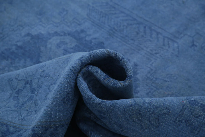Blue Afghan Overdye Rug 7' 6" x 10' 10" Hand-Knotted | No. AT30957