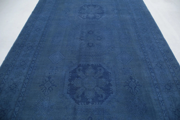 Blue Afghan Overdye Rug 7' 6" x 10' 10" Hand-Knotted | No. AT30957