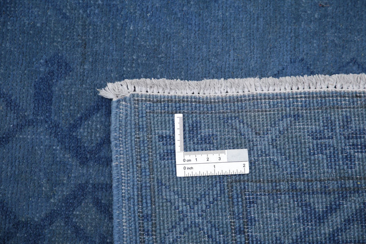 Blue Afghan Overdye Rug 7' 6" x 10' 10" Hand-Knotted | No. AT30957