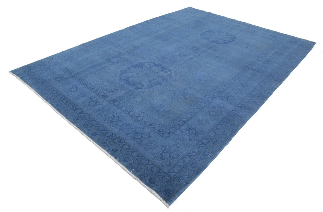 Blue Afghan Overdye Rug 7' 6" x 10' 10" Hand-Knotted | No. AT30957