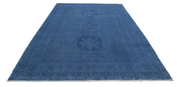 Blue Afghan Overdye Rug 7' 6" x 10' 10" Hand-Knotted | No. AT30957