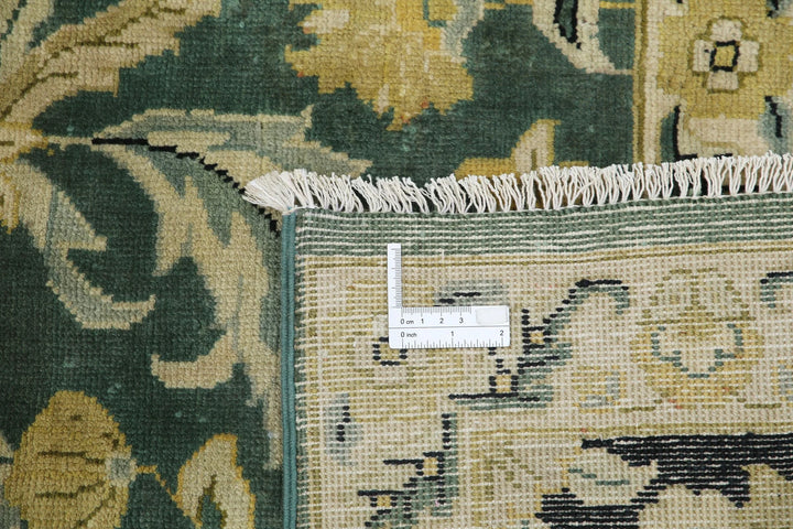 Green Black Indian Ziegler Rug 7' 10" x 10' 0" Hand-Knotted | No. AT30980