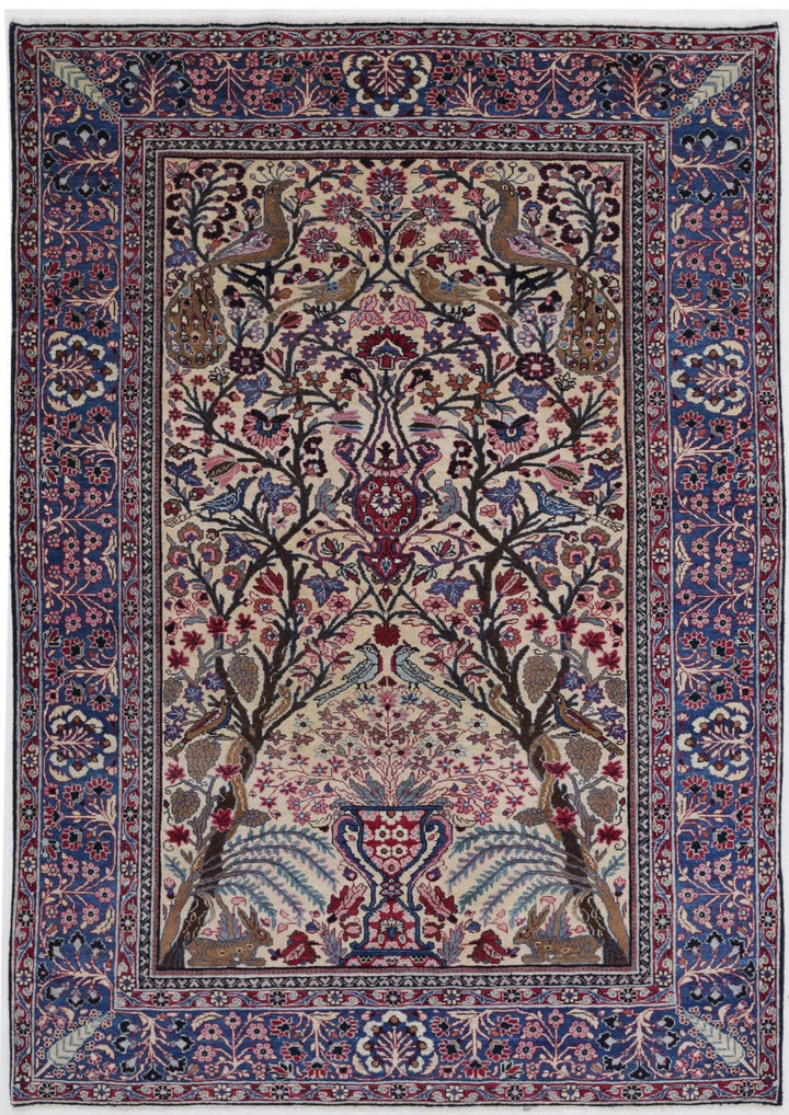 Persian Tabriz Fine Rug 4' 2" x 6' 1" Hand-Knotted | No. AT31004