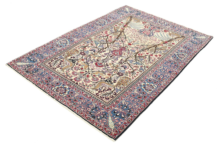 Persian Tabriz Fine Rug 4' 2" x 6' 1" Hand-Knotted | No. AT31004