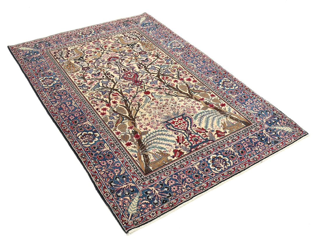 Persian Tabriz Fine Rug 4' 2" x 6' 1" Hand-Knotted | No. AT31004