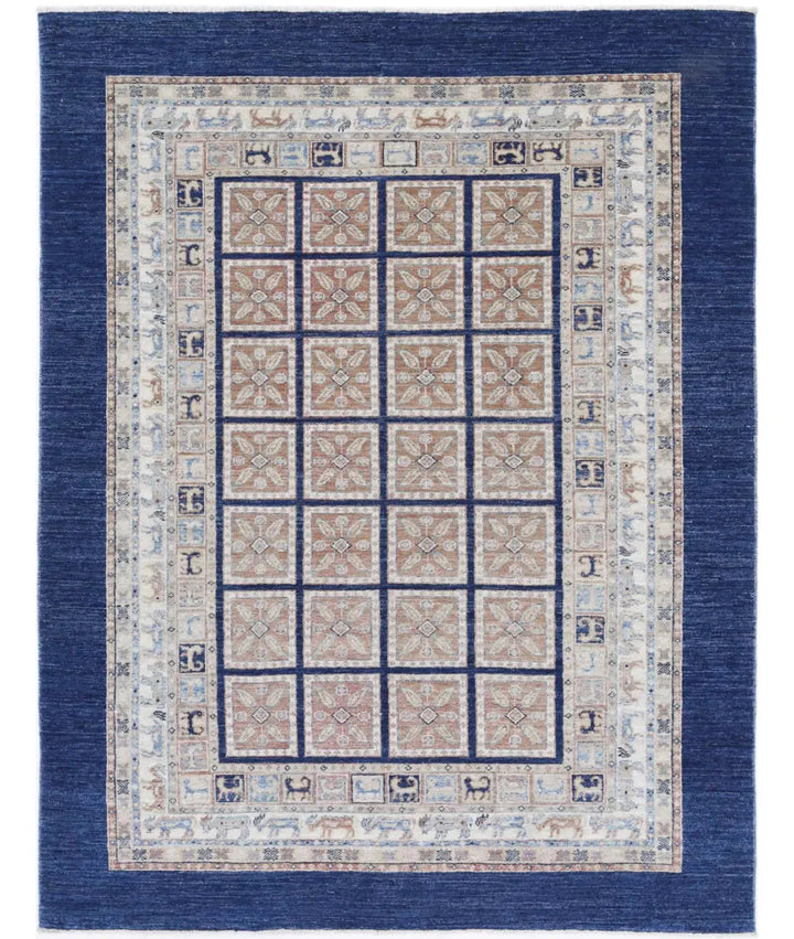 Afghan Bakhtiari Rug 4' 10" x 6' 3" Hand-Knotted | No. AT31026