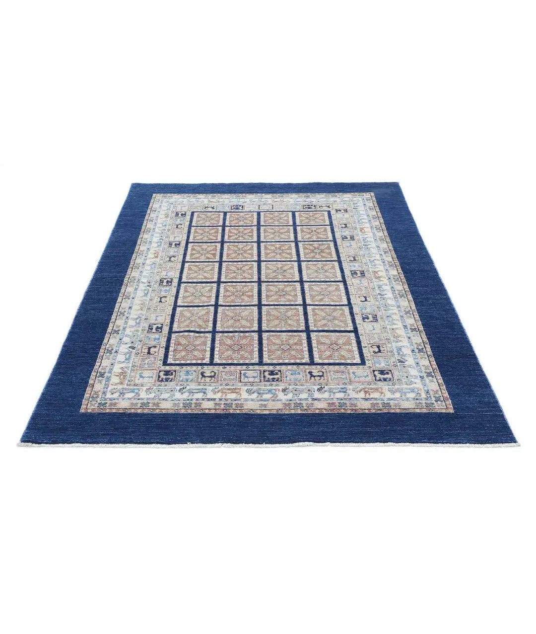 Afghan Bakhtiari Rug 4' 10" x 6' 3" Hand-Knotted | No. AT31026