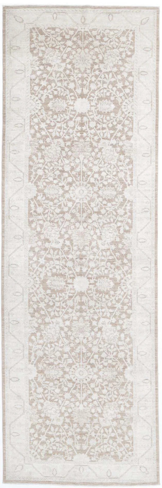Ivory Afghan Serenity Rug 4' 0" x 13' 5" Hand-Knotted | No. AT31041