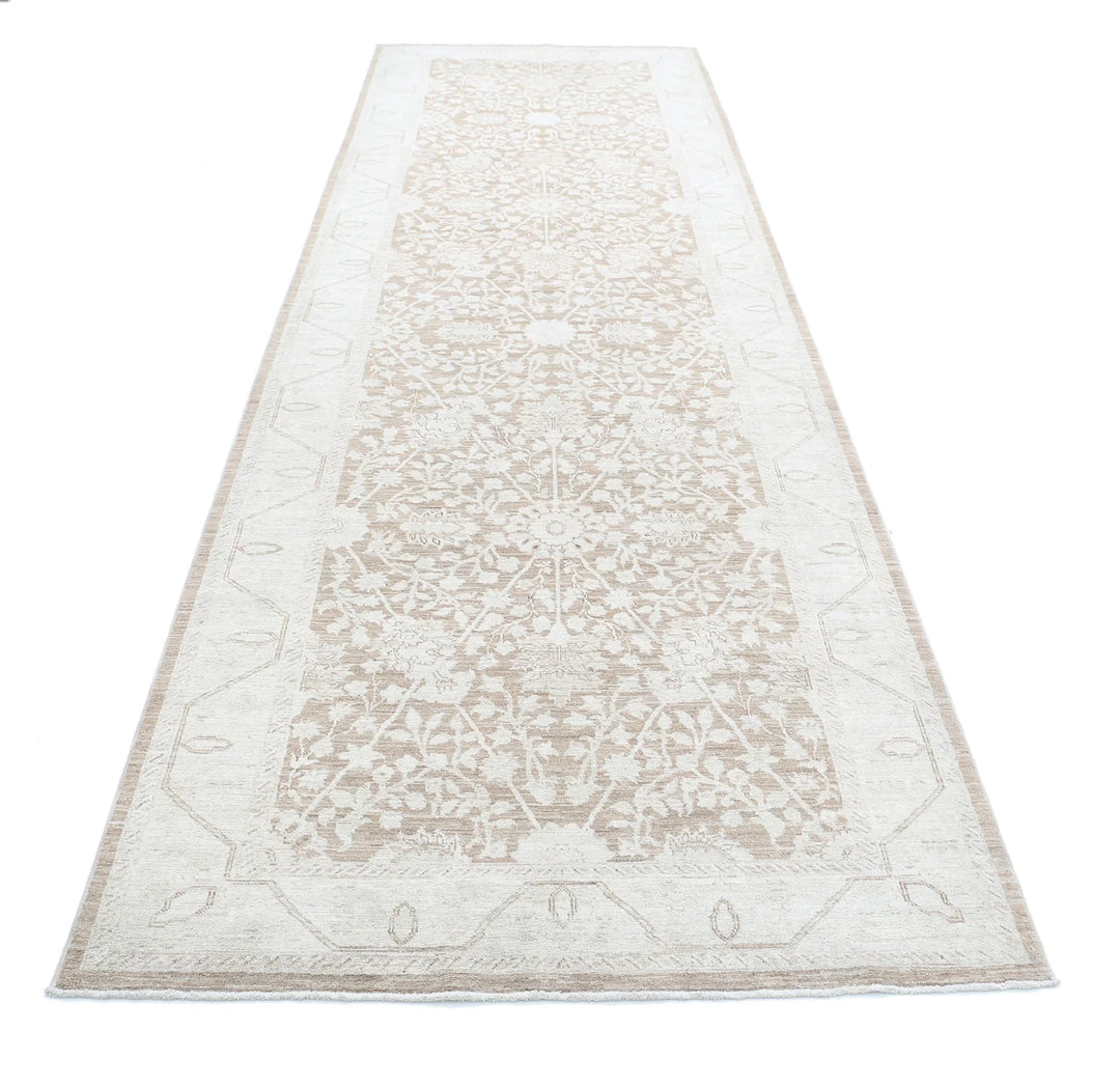 Ivory Afghan Serenity Rug 4' 0" x 13' 5" Hand-Knotted | No. AT31041