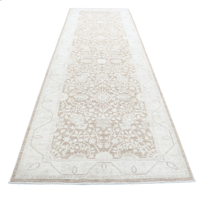 Ivory Afghan Serenity Rug 4' 0" x 13' 5" Hand-Knotted | No. AT31041