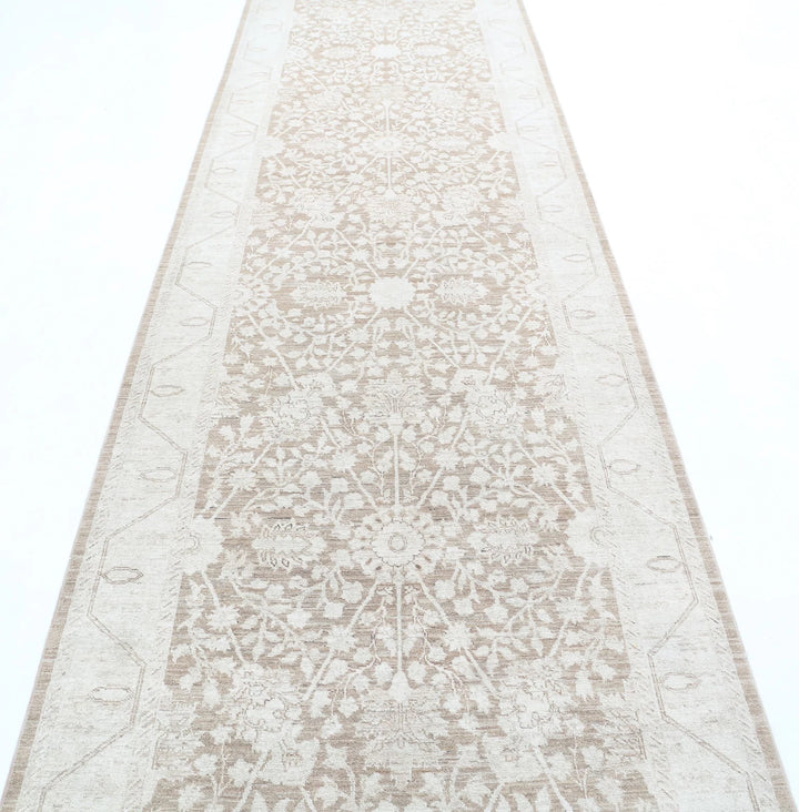 Ivory Afghan Serenity Rug 4' 0" x 13' 5" Hand-Knotted | No. AT31041