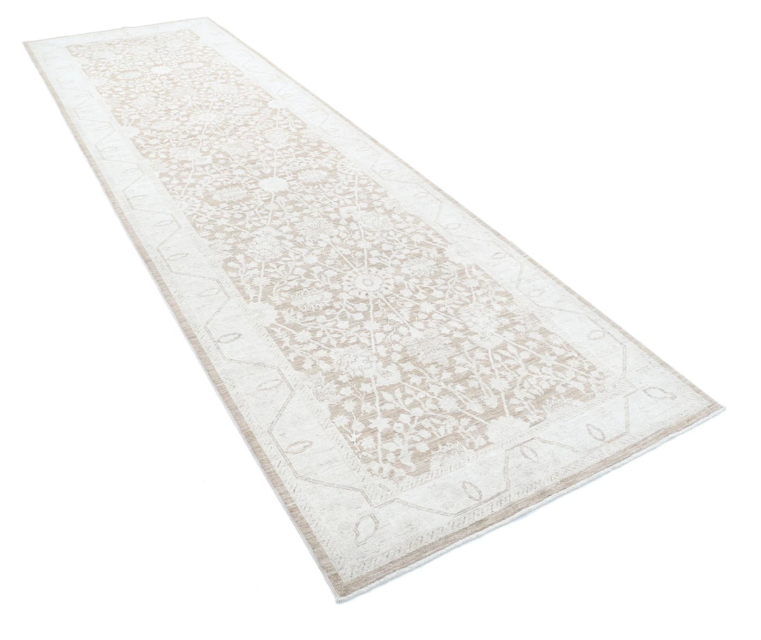 Ivory Afghan Serenity Rug 4' 0" x 13' 5" Hand-Knotted | No. AT31041