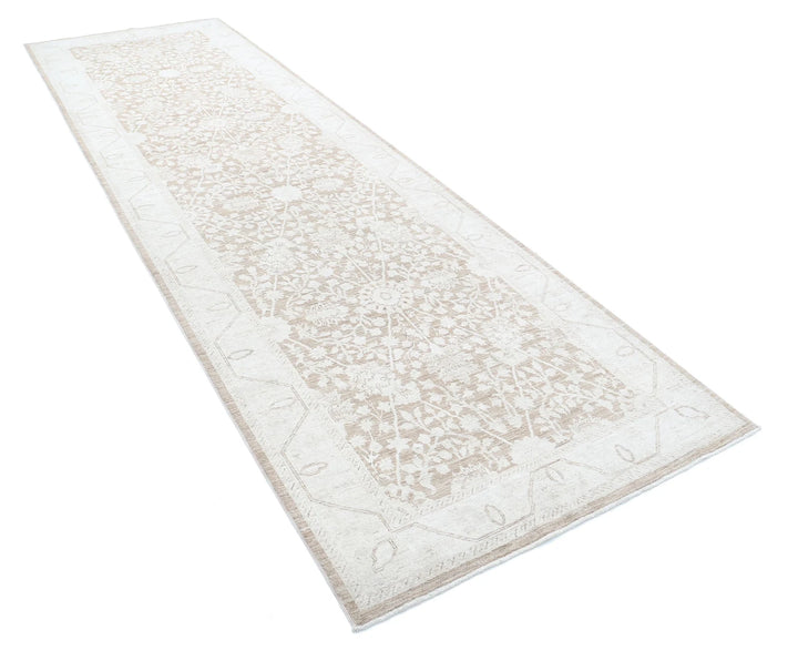 Ivory Afghan Serenity Rug 4' 0" x 13' 5" Hand-Knotted | No. AT31041