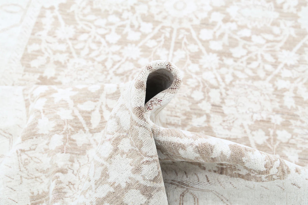 Ivory Afghan Serenity Rug 4' 0" x 13' 5" Hand-Knotted | No. AT31041