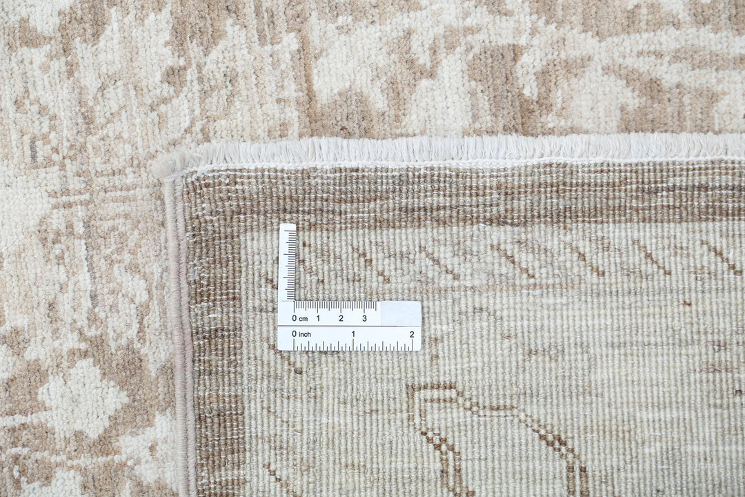Ivory Afghan Serenity Rug 4' 0" x 13' 5" Hand-Knotted | No. AT31041