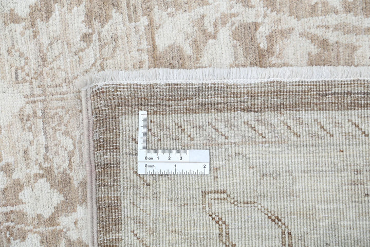 Ivory Afghan Serenity Rug 4' 0" x 13' 5" Hand-Knotted | No. AT31041