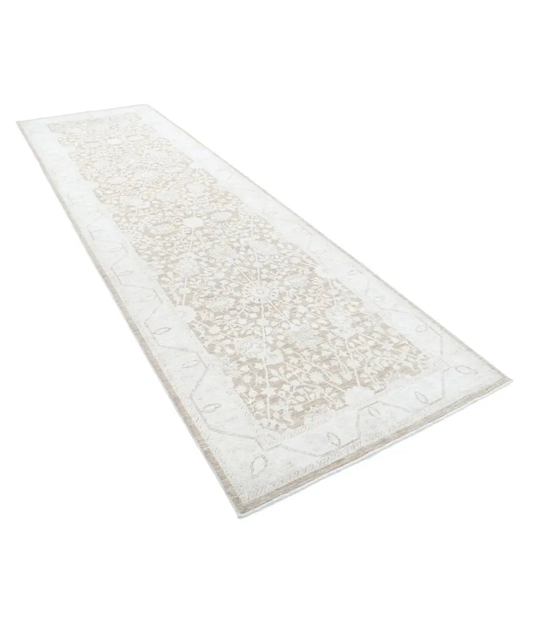 Ivory Afghan Serenity Rug 4' 0" x 13' 5" Hand-Knotted | No. AT31041
