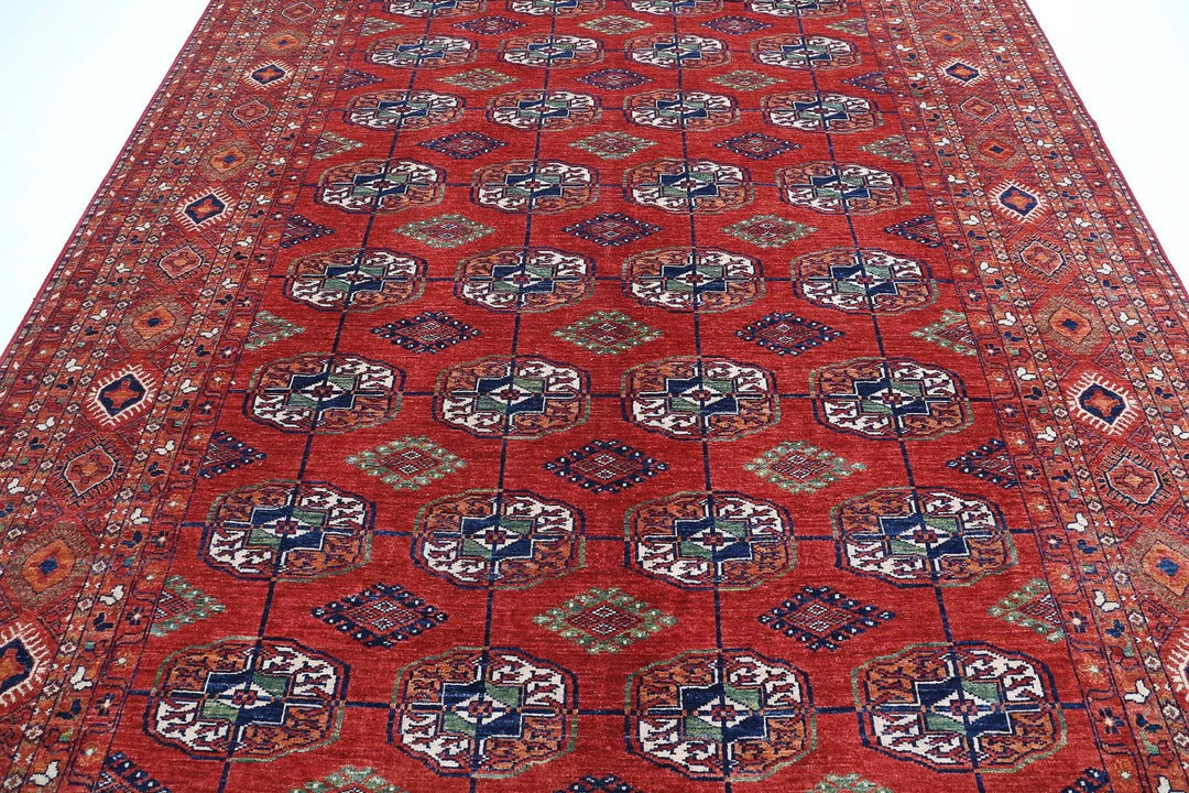 Red Afghan Humna Rug 8' 3" x 11' 4" Hand-Knotted | No. AT31153