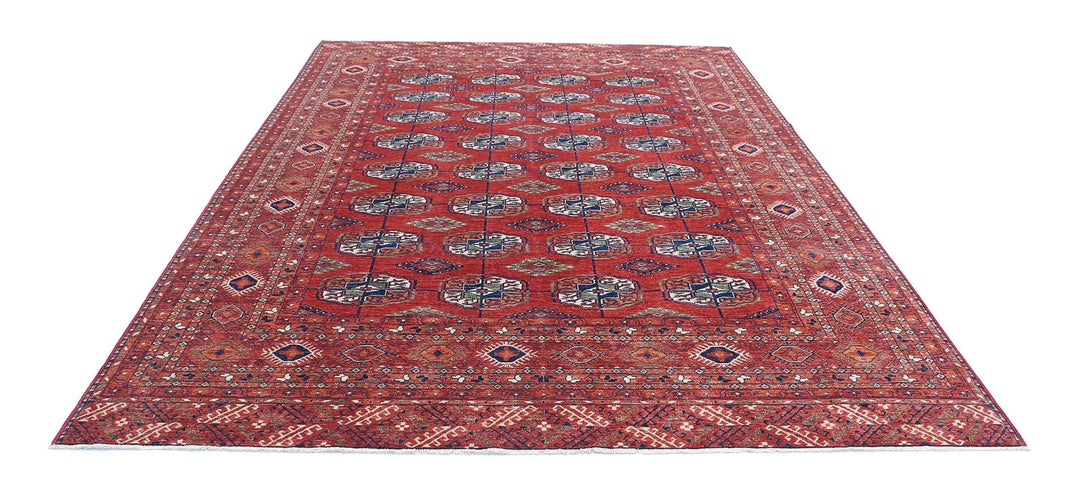 Red Afghan Humna Rug 8' 3" x 11' 4" Hand-Knotted | No. AT31153