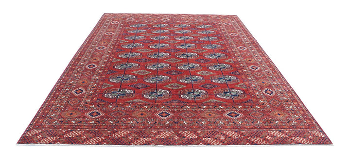 Red Afghan Humna Rug 8' 3" x 11' 4" Hand-Knotted | No. AT31153