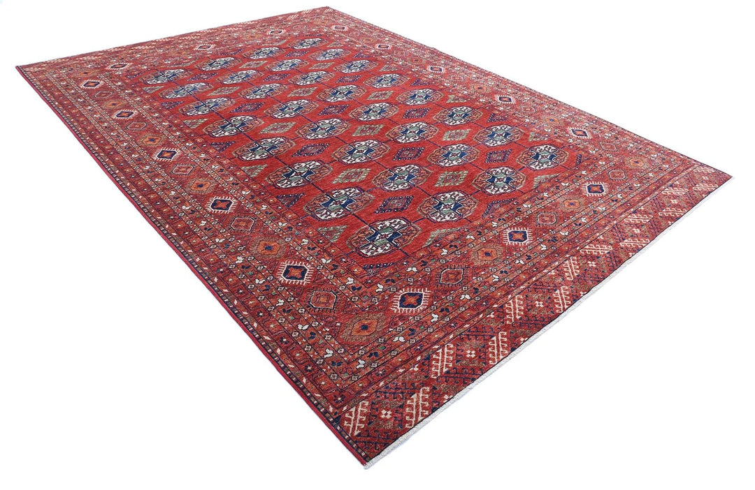 Red Afghan Humna Rug 8' 3" x 11' 4" Hand-Knotted | No. AT31153