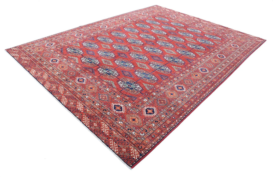 Red Afghan Humna Rug 8' 3" x 11' 4" Hand-Knotted | No. AT31153