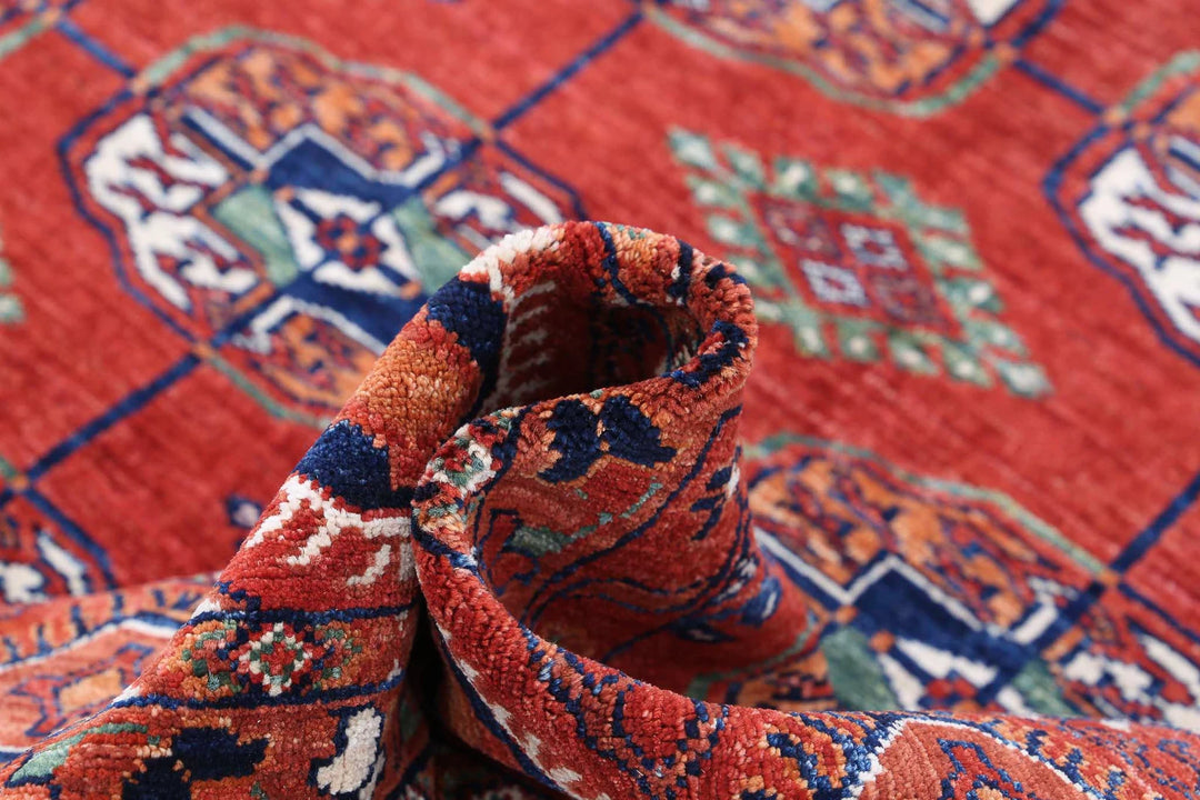 Red Afghan Humna Rug 8' 3" x 11' 4" Hand-Knotted | No. AT31153