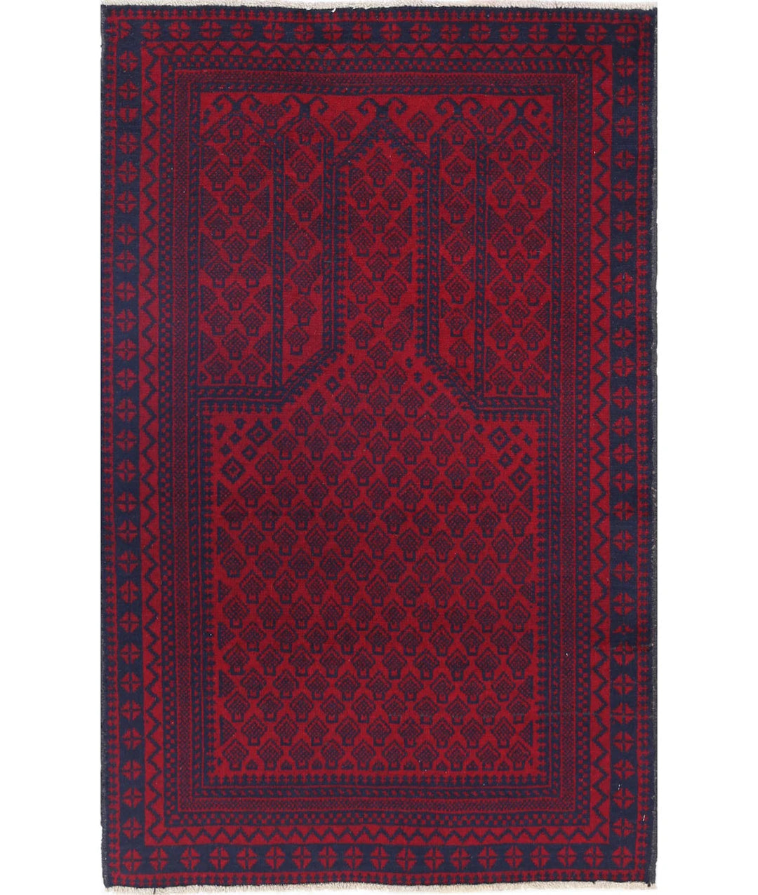 Red Afghan Tribal Rug 2' 8" x 4' 5" Hand-Knotted | No. AT31202