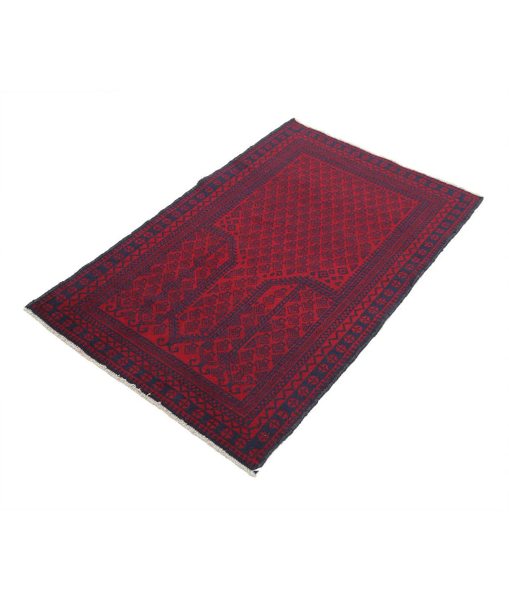 Red Afghan Tribal Rug 2' 8" x 4' 5" Hand-Knotted | No. AT31202