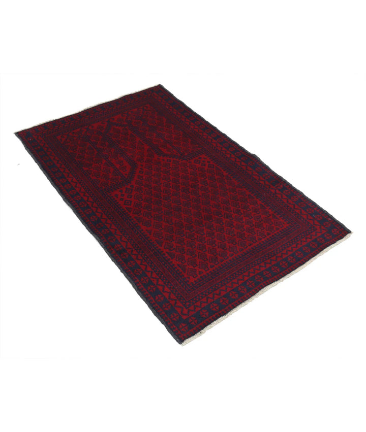 Red Afghan Tribal Rug 2' 8" x 4' 5" Hand-Knotted | No. AT31202