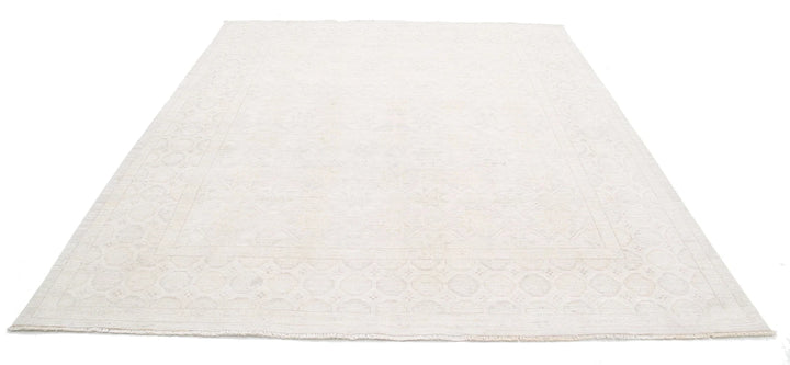 Ivory Afghan Khotan Rug 8' 1" x 9' 4" Hand-Knotted | No. AT31247