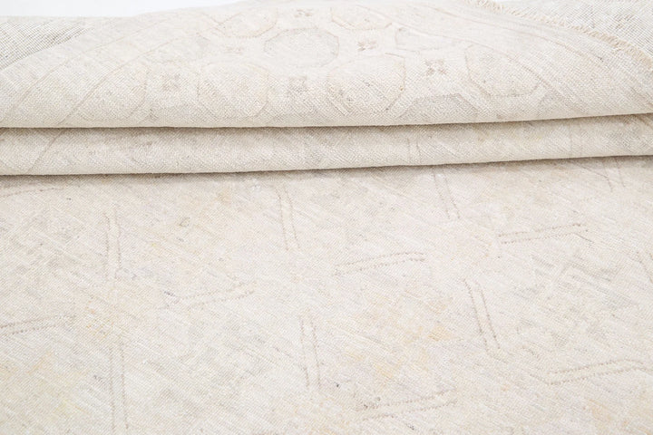 Ivory Afghan Khotan Rug 8' 1" x 9' 4" Hand-Knotted | No. AT31247