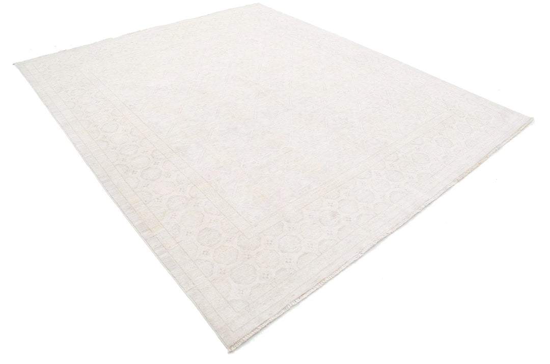 Ivory Afghan Khotan Rug 8' 1" x 9' 4" Hand-Knotted | No. AT31247