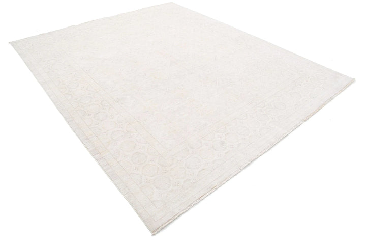 Ivory Afghan Khotan Rug 8' 1" x 9' 4" Hand-Knotted | No. AT31247