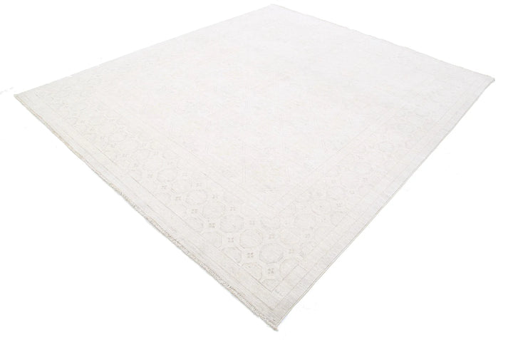 Ivory Afghan Khotan Rug 8' 1" x 9' 4" Hand-Knotted | No. AT31247