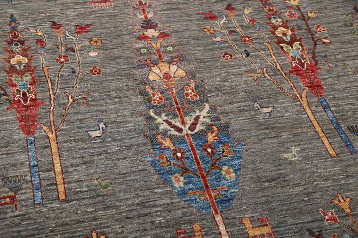 Grey Afghan Bakshaish Sultani Rug 5'8" x 9'0" Hand-Knotted | No. AT31252