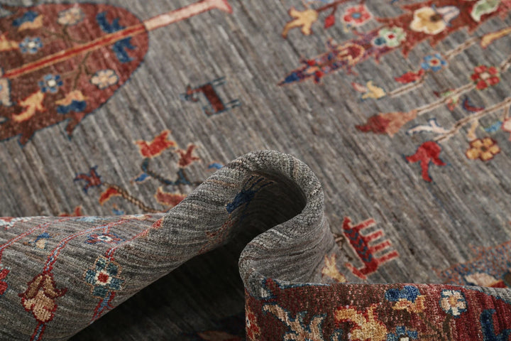 Grey Afghan Bakshaish Sultani Rug 5'8" x 9'0" Hand-Knotted | No. AT31252
