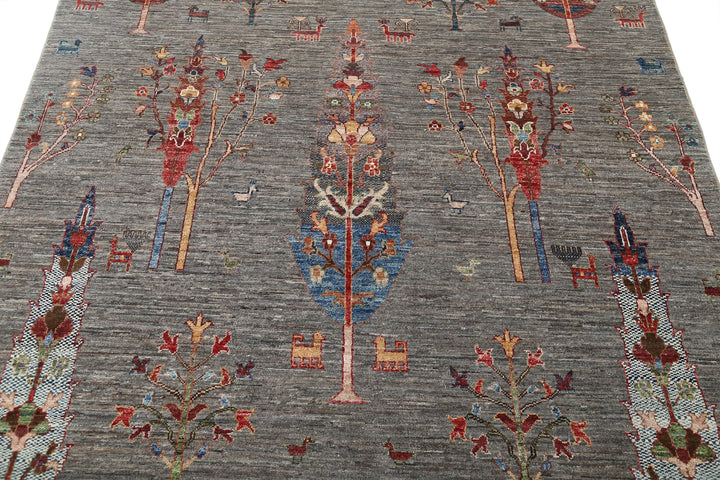 Grey Afghan Bakshaish Sultani Rug 5'8" x 9'0" Hand-Knotted | No. AT31252