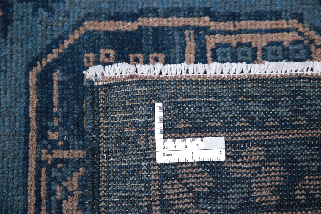 Blue Afghan Akcha Revival Rug 6' 8" x 9' 5" Hand-Knotted | No. AT31292